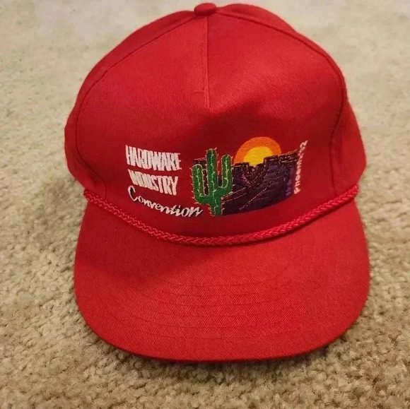 Vintage Hardward Company Convention Adjustable Red Hat Desert SnapBack - Picture 1 of 6